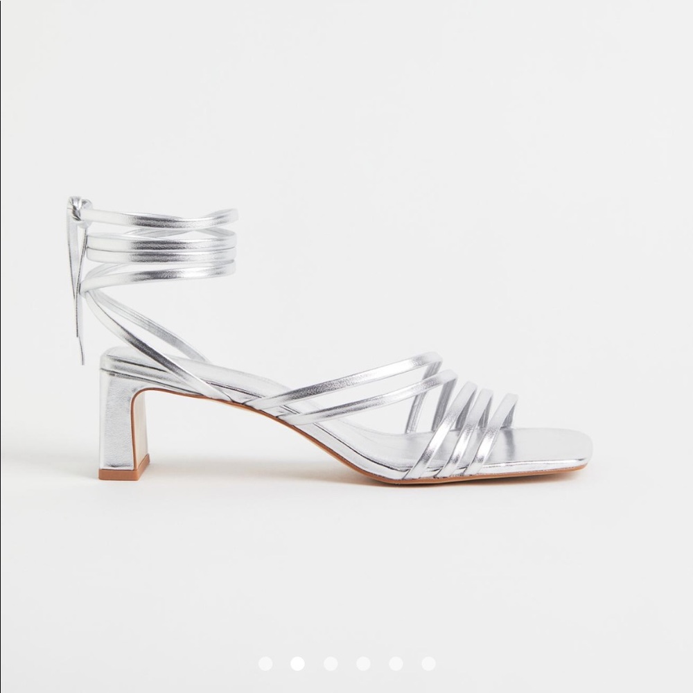 H&M silver lace up sandals heels size 6